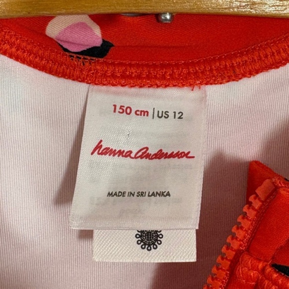 Hanna Andersson Girls Red Polka Dot Long Sleeve Rash Guard One Piece Swimsuit 12 - Picture 4 of 5